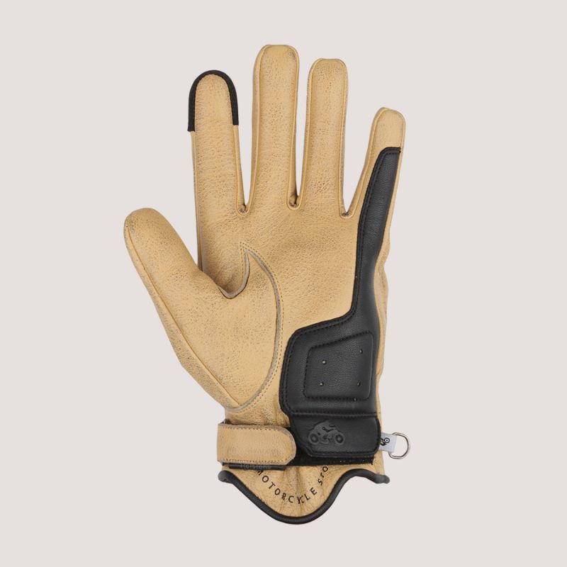 Gants femme Helstons Fidji hiver cuir beige, gants moto vintage